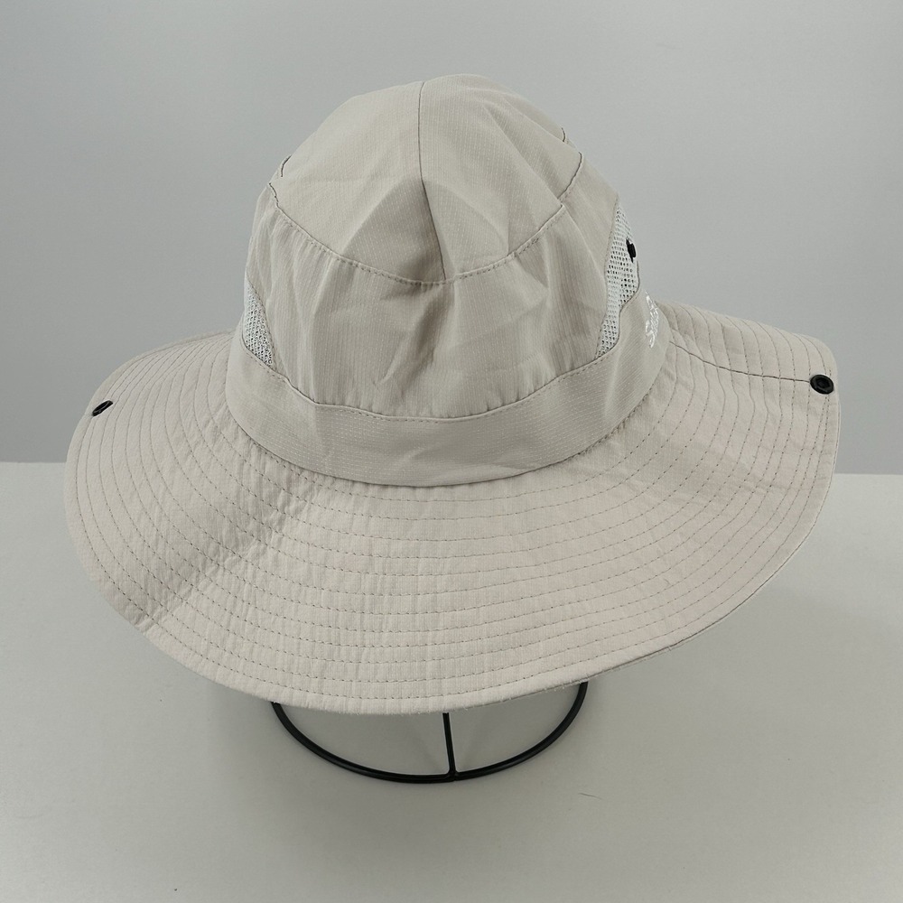 SunShade Boonie Hat Beige Wide Brim Mesh Vent Adjustable Chin Strap Safari
